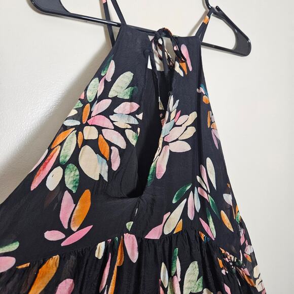 Frnch Paris Silk Blend Floral Halter Dress Sz Medium - Picture 9 of 14